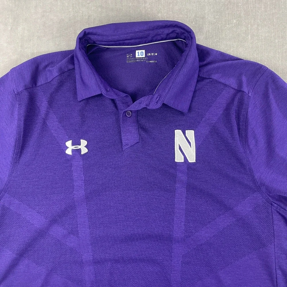 Northwestern Wildcats Under Armour Mens Large Purple Polo HeatGear Shirt